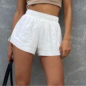 Princess Polly white fabric shorts with back pockets